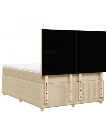 Giroletto a Molle con Materasso Crema 160x200 cm in Tessuto