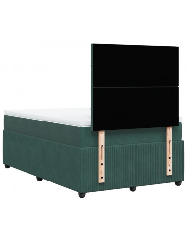 Giroletto a Molle con Materasso Verde Scuro 120x200 cm Velluto