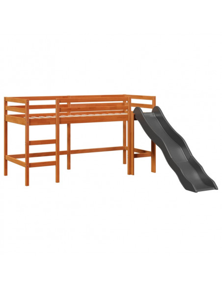 Letto a Soppalco con Torre Bambini Rosa 90x190cm Massello Pino