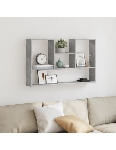 Scaffale a Muro Grigio Cemento 99x15x60 cm in Truciolato