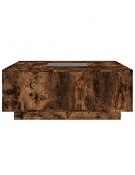 Tavolino da Salotto con LED Infinity Rovere Fumo 100x100x40 cm
