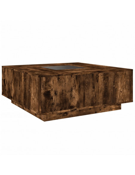 Tavolino da Salotto con LED Infinity Rovere Fumo 100x100x40 cm