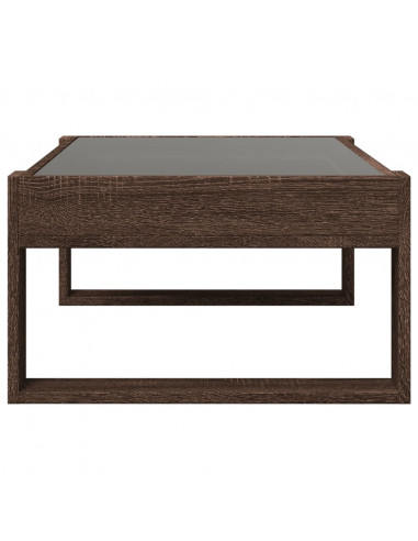 Tavolino da Salotto con LED Infinity Rovere Marrone 90x53x30 cm