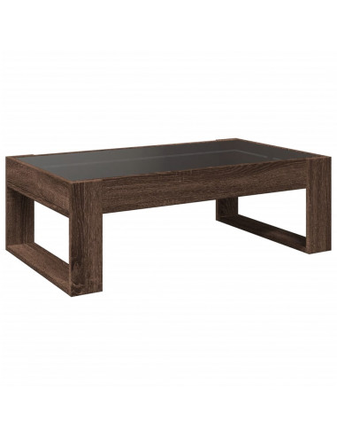 Tavolino da Salotto con LED Infinity Rovere Marrone 90x53x30 cm