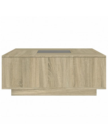Tavolino da Salotto con LED Infinity Rovere Sonoma 100x100x40cm