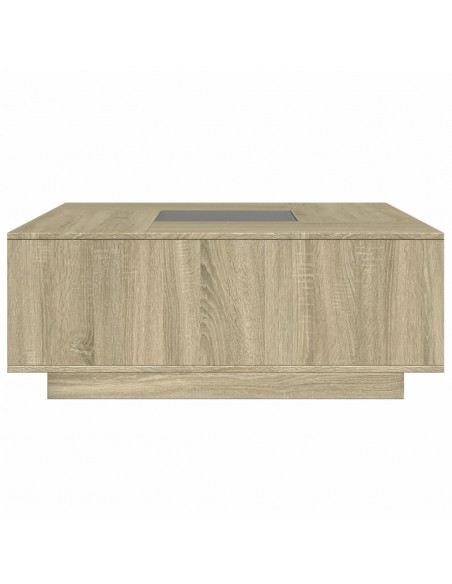 Tavolino da Salotto con LED Infinity Rovere Sonoma 100x100x40cm