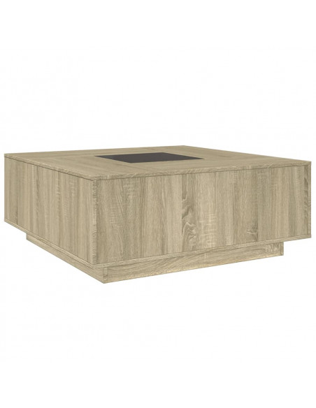 Tavolino da Salotto con LED Infinity Rovere Sonoma 100x100x40cm
