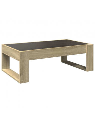 Tavolino da Salotto con LED Infinity Rovere Sonoma 90x53x30 cm