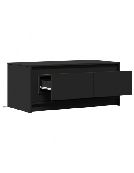 Tavolino da Salotto con Luci LED Nero in Truciolato
