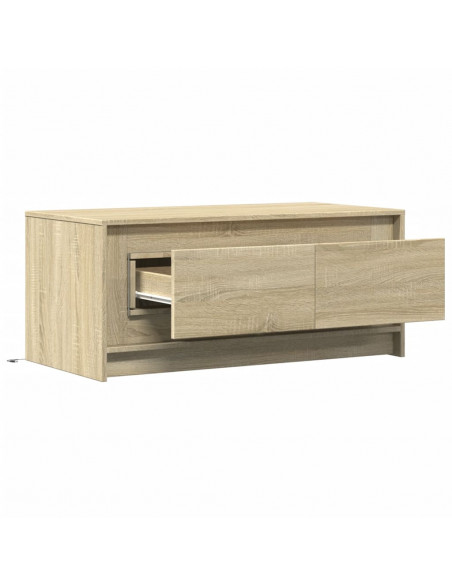 Tavolino da Salotto con Luci LED Rovere Sonoma in Truciolato