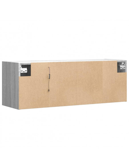 Mobile TV a Parete con Luci LED Grigio Sonoma 100x31x35 cm