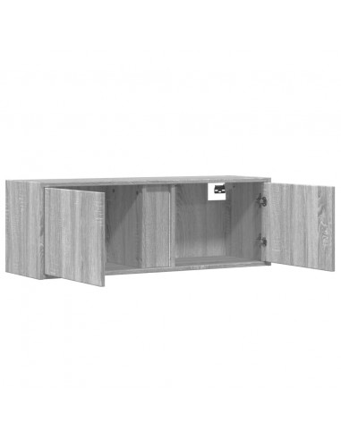 Mobile TV a Parete con Luci LED Grigio Sonoma 100x31x35 cm