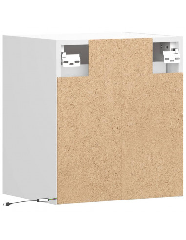 Mobili TV a Parete con Luci LED 2pz Bianchi 40x30x40 cm