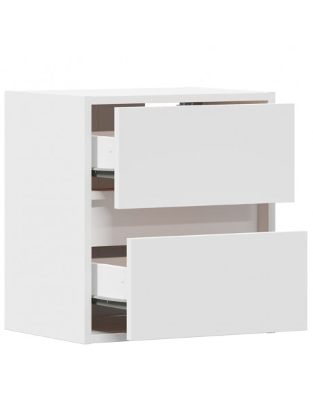 Mobili TV a Parete con Luci LED 2pz Bianchi 40x30x40 cm