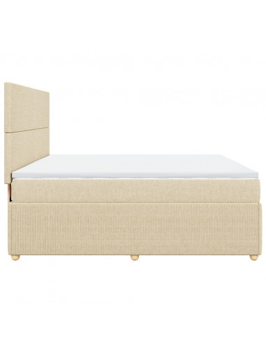 Giroletto a Molle con Materasso Crema 180x200 cm in Tessuto