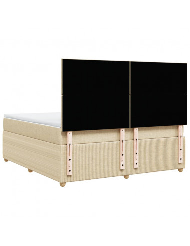 Giroletto a Molle con Materasso Crema 180x200 cm in Tessuto