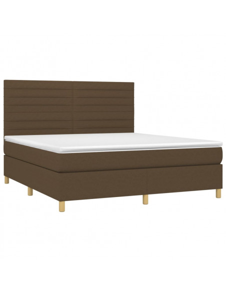 Letto a Molle Materasso e LED Marrone Scuro 160x200 cm Tessuto