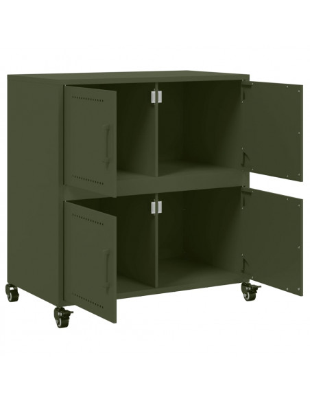 Credenza Verde Oliva 68,5x39x72 cm in Acciaio Laminato a Freddo
