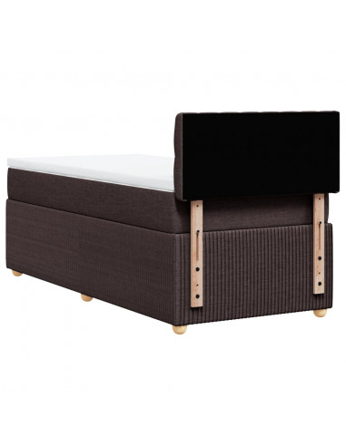 Giroletto a Molle con Materasso Marrone Scuro 90x200 cm Tessuto