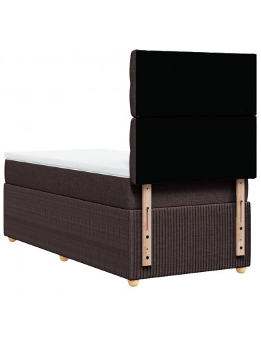Giroletto a Molle con Materasso Marrone Scuro 90x200 cm Tessuto
