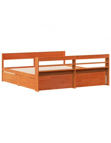 Letto senza Materasso Marrone Cera 180x200 cm in Legno di Pino