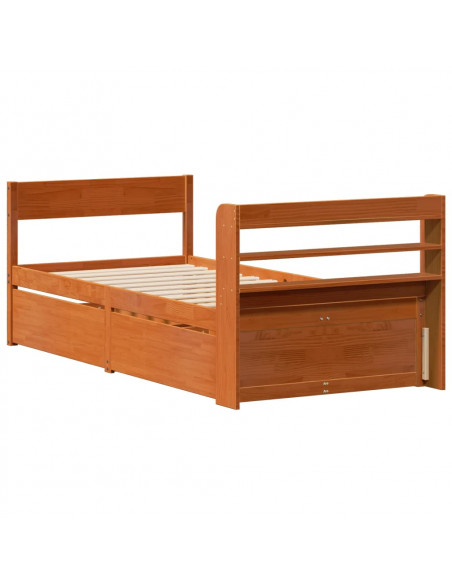 Letto senza Materasso Marrone Cera 90x190 cm in Legno di Pino