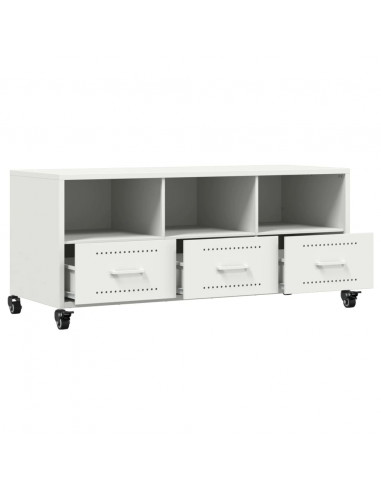 Mobile TV Bianco 100,5x39x43,5 cm in Acciaio Laminato a Freddo