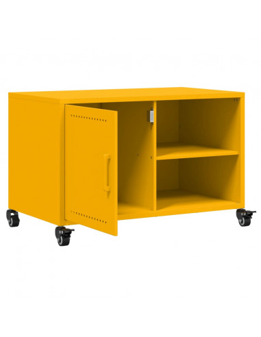 Mobile TV Giallo Senape 68x39x43,5cm Acciaio Laminato a Freddo
