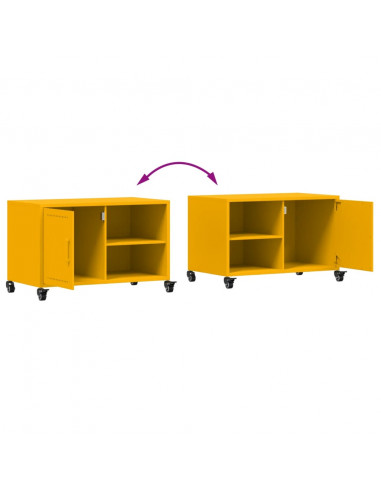 Mobile TV Giallo Senape 68x39x43,5cm Acciaio Laminato a Freddo