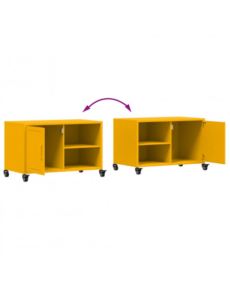 Mobile TV Giallo Senape 68x39x43,5cm Acciaio Laminato a Freddo