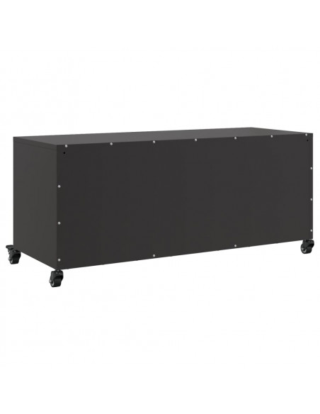 Mobile TV Nero 100,5x39x43,5 cm in Acciaio Laminato a Freddo
