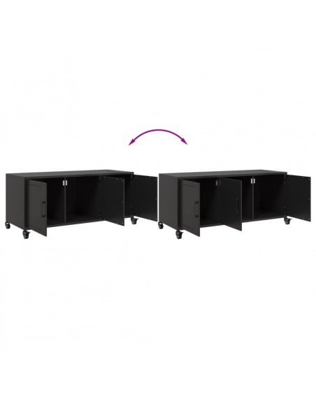 Mobile TV Nero 100,5x39x43,5 cm in Acciaio Laminato a Freddo