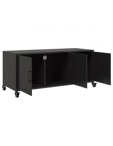 Mobile TV Nero 100,5x39x43,5 cm in Acciaio Laminato a Freddo