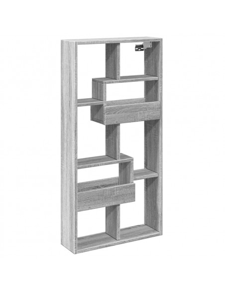 Armadietto a Muro Grigio Sonoma 50x15x100cm in Truciolato