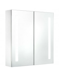 Armadietto Bagno con Specchio e LED 60x14x62 cm 2