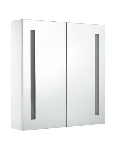 Armadietto Bagno con Specchio e LED 60x14x62 cm