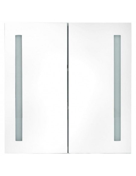 Armadietto Bagno con Specchio e LED 60x14x62 cm