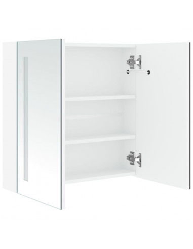 Armadietto Bagno con Specchio e LED 60x14x62 cm