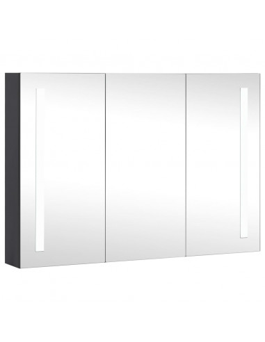 Armadietto Bagno con Specchio e LED 89x14x62 cm