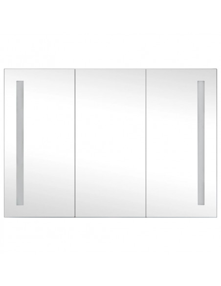 Armadietto Bagno con Specchio e LED 89x14x62 cm