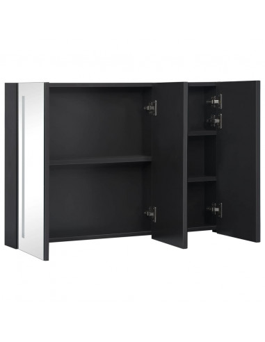 Armadietto Bagno con Specchio e LED 89x14x62 cm