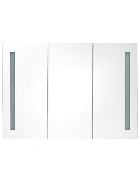 Armadietto Bagno con Specchio e LED 89x14x62 cm Grigio