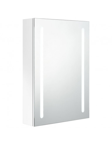 Armadietto Bagno con Specchio e LED Bianco Lucido 50x13x70 cm