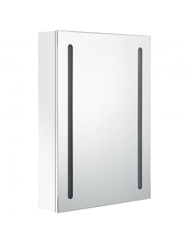 Armadietto Bagno con Specchio e LED Bianco Lucido 50x13x70 cm