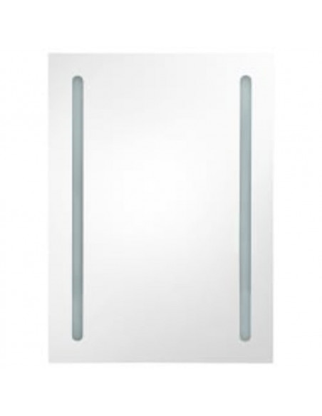 Armadietto Bagno con Specchio e LED Bianco Lucido 50x13x70 cm