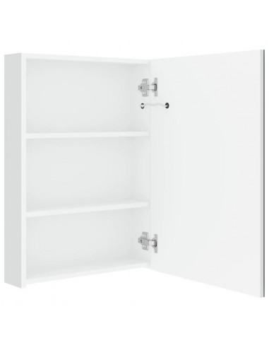 Armadietto Bagno con Specchio e LED Bianco Lucido 50x13x70 cm