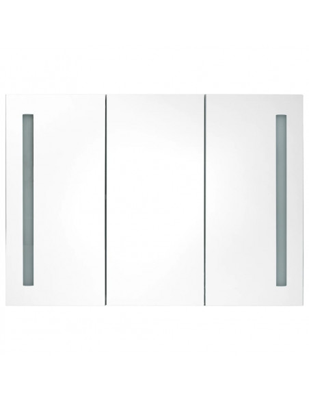 Armadietto Bagno con Specchio e LED Grigio Cemento 89x14x62 cm