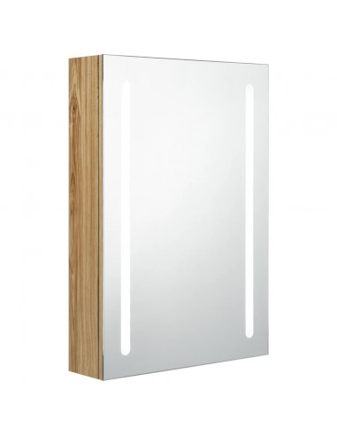 Armadietto Bagno con Specchio e LED Rovere 50x13x70 cm