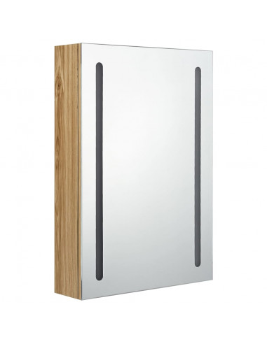 Armadietto Bagno con Specchio e LED Rovere 50x13x70 cm