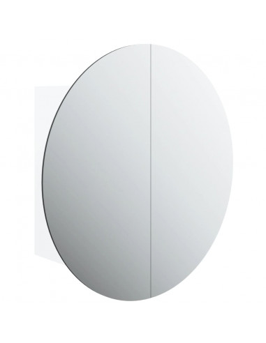 Armadio da Bagno con Specchio Rotondo e LED Bianco 47x47x17,5cm